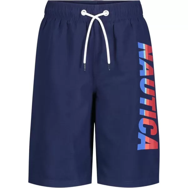 imageNautica Boys Swim Trunk with UPF 50 Sun ProtectionVert Logo J Navy