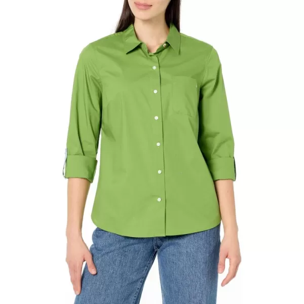 imageNautica Womens Button Front Long Sleeve Roll Tab ShirtSalted Lime