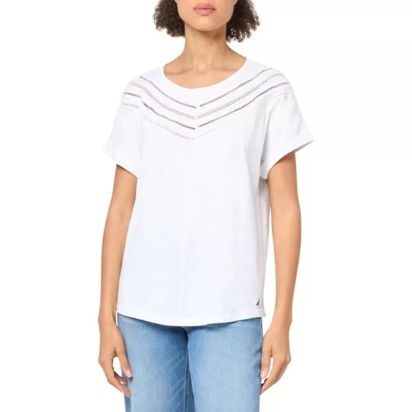 imageNautica Womens Chevron Knit Top Short Sleeve ShirtBright White