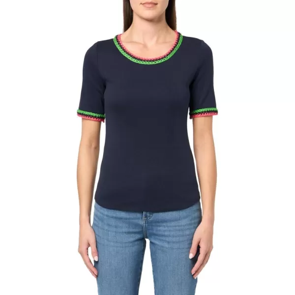 imageNautica Womens Cotton Short Sleeve Solid Knit TopNight Sky
