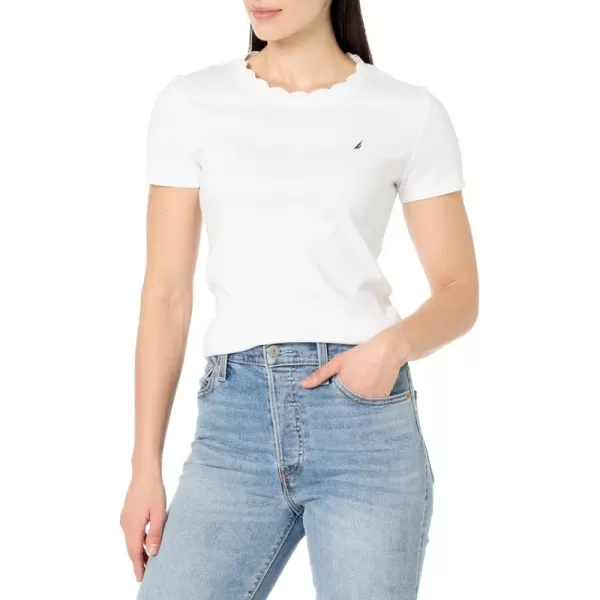 imageNautica Womens Solid Short Sleeve Crew Neckline TShirtBright White