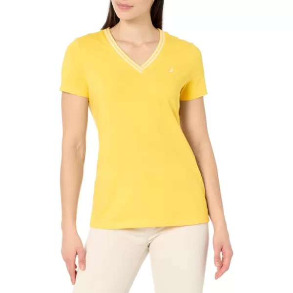 imageNautica Womens Solid Vneck Short Sleeve TShirtDaffodil