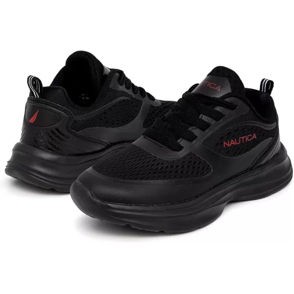 imageNautica Kids Sneakers for Boys ampamp Girls  Max Cushion Fashion Running ampamp Walking Shoes LaceUpBungee ToddlerLittle KidBig KidBlack Red Pop