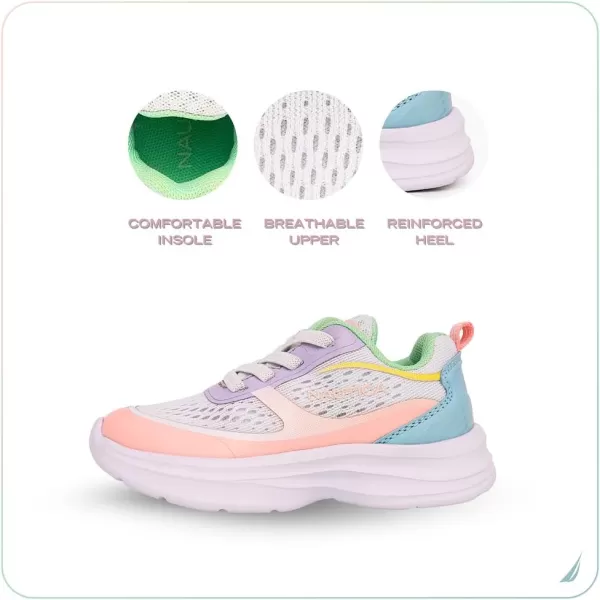 imageNautica Kids Sneakers for Boys ampamp Girls  Max Cushion Fashion Running ampamp Walking Shoes LaceUpBungee ToddlerLittle KidBig KidWhite Pastel