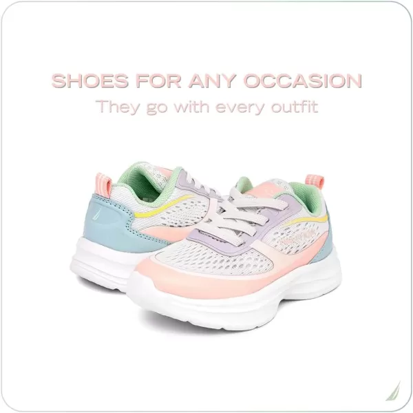 imageNautica Kids Sneakers for Boys ampamp Girls  Max Cushion Fashion Running ampamp Walking Shoes LaceUpBungee ToddlerLittle KidBig KidWhite Pastel