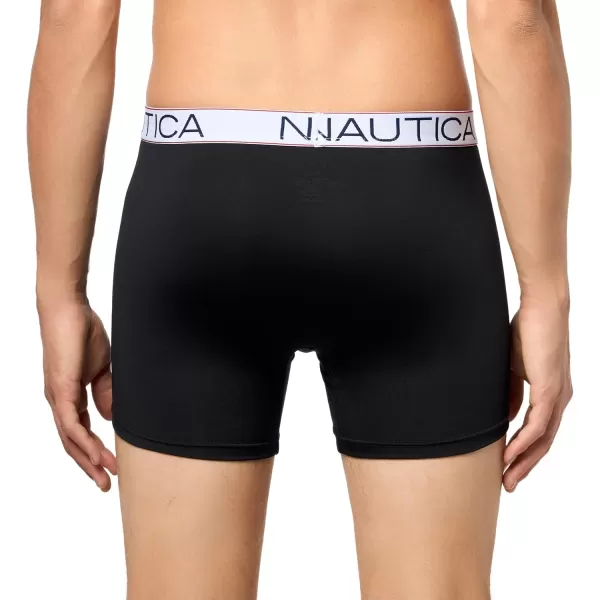 imageNautica Mens 4 Pack Micro Boxer BriefBlackSharkfin GreyHawaii OceanMicro Anchorsea Cobalt