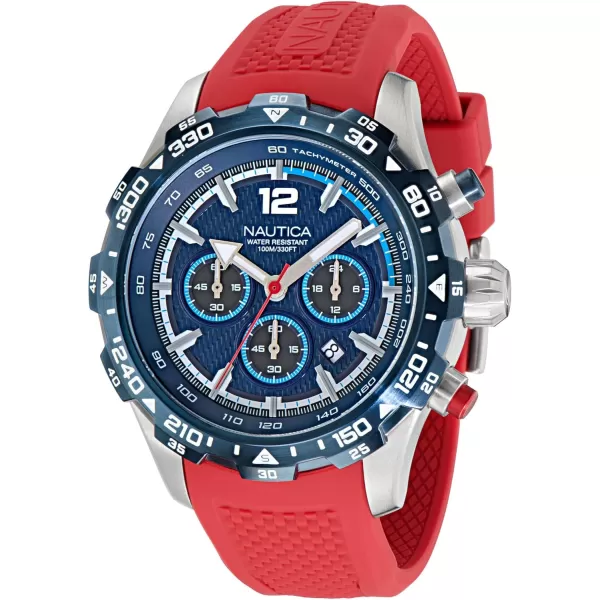 imageNautica Mens Blue Silicone Strap ampamp Red Silicone Strap Watch Model NAPNSS401