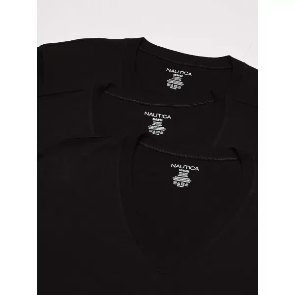 imageNautica Mens Cotton VNeck 3Pack TShirtBlack New  3 Pack