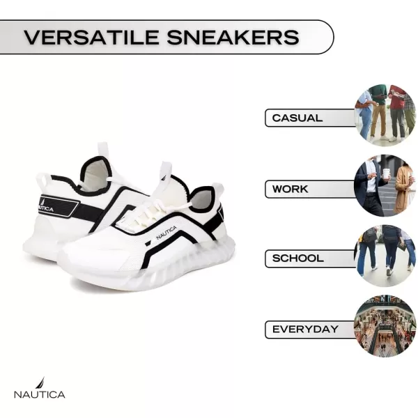 imageNautica Mens Sneakers Casual Fashion Walking LaceUp Athletic Shoes for Gym Tennis Men  Slip On Breathable Lightweight ampamp ComfortableWhiteBlack