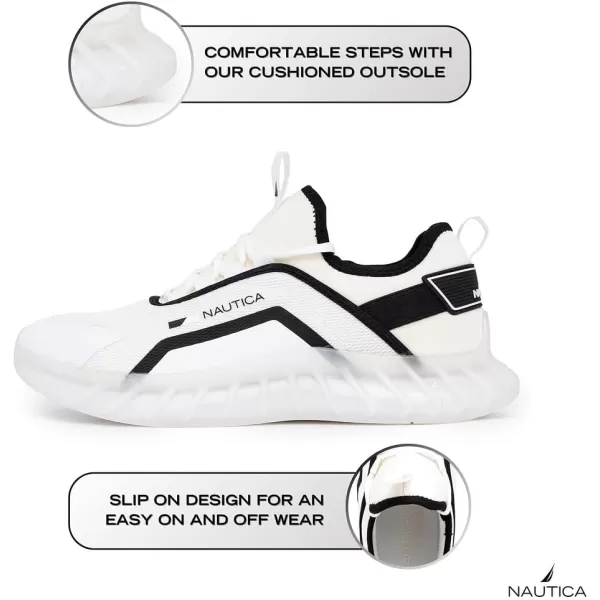 imageNautica Mens Sneakers Casual Fashion Walking LaceUp Athletic Shoes for Gym Tennis Men  Slip On Breathable Lightweight ampamp ComfortableWhiteBlack