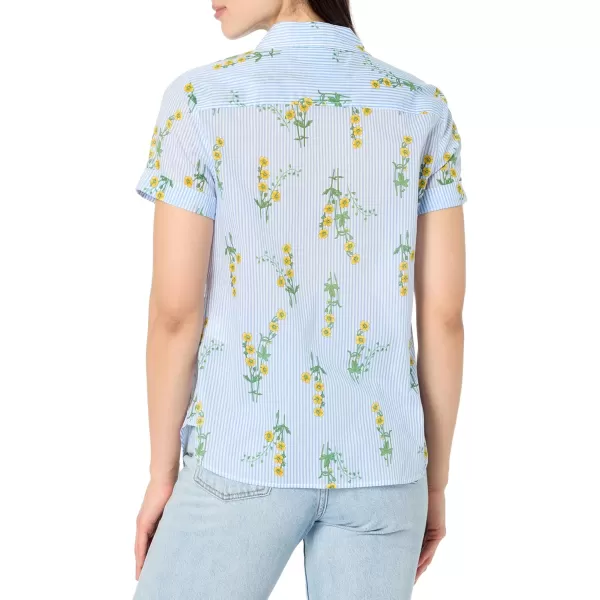 imageNautica Womens Button Front Short Sleeve Camp ShirtFloral Daffodil Mulit