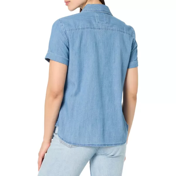 imageNautica Womens Button Front Short Sleeve Camp ShirtLight Azure