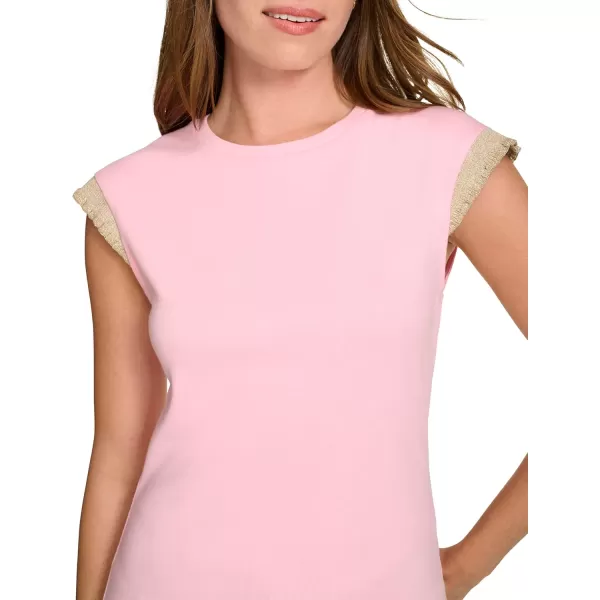 imageNautica Womens Crew Neckline Short Sleeve Ruffle Sleeve ShirtTaffy Pink