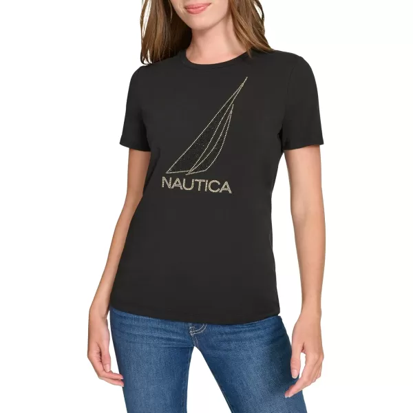 imageNautica Womens Graphic Short Sleeve Crew Neckline TShirtBlack