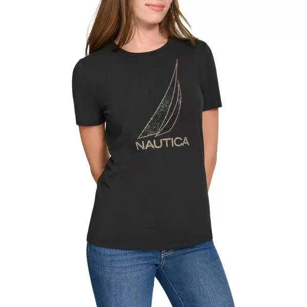 imageNautica Womens Graphic Short Sleeve Crew Neckline TShirtBlack