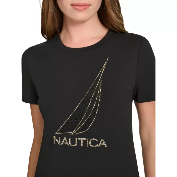 imageNautica Womens Graphic Short Sleeve Crew Neckline TShirtBlack