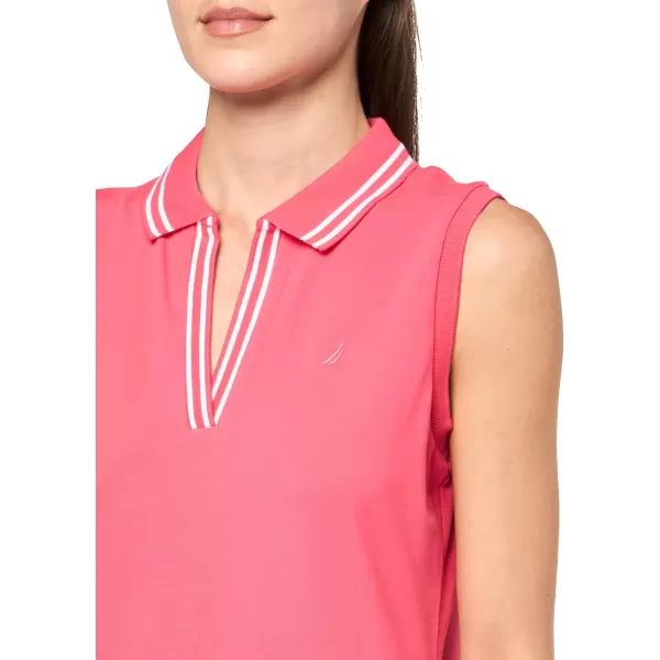 imageNautica Womens Johnny Collar Short Sleeve Stripe DressRouge