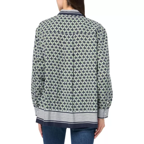 imageNautica Womens Linen Blend Long Sleeve Button Through ShirtSalted Lime Multi