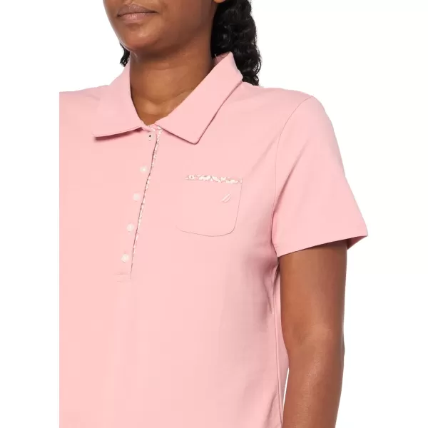 imageNautica Womens Short Sleeve Button Placket PoloBridal Rose
