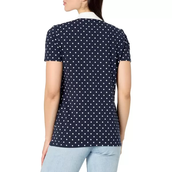imageNautica Womens Short Sleeve Button Placket PoloPoka Dot WhiteNight Sky