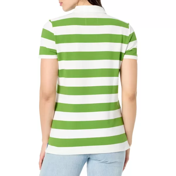 imageNautica Womens Short Sleeve Button Placket PoloSalted LimeBright White
