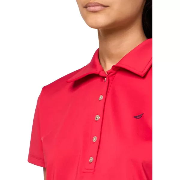 imageNautica Womens Short Sleeve Collared Cotton Interlock Soft Touch PoloRegatta Red