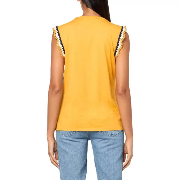 imageNautica Womens Solid Cotton VNeck Sleeveless TopGolden Glow