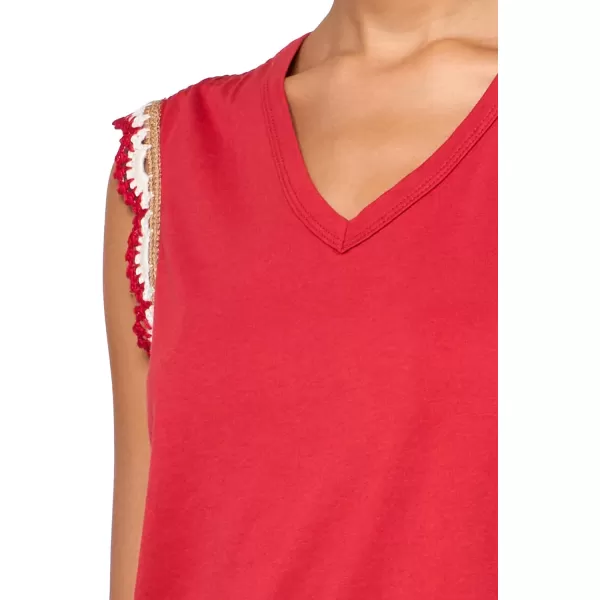 imageNautica Womens Solid Cotton VNeck Sleeveless TopSamba