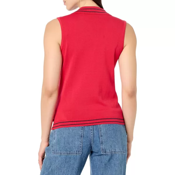 imageNautica Womens Solid Sleeveless Johnny Collar SweaterRegatta RedNight Sky