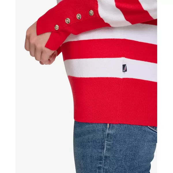 imageNautica Womens Stripe Long Sleeve Crewneck SweaterRegatta Red Night Sky