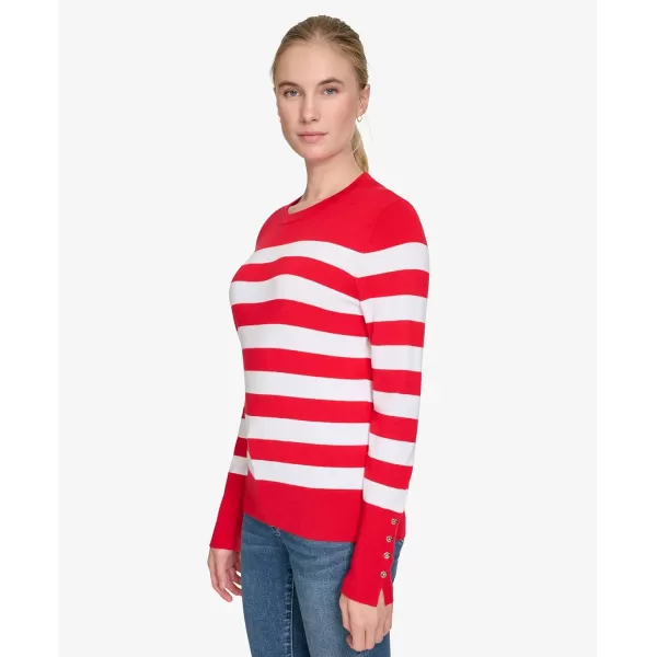 imageNautica Womens Stripe Long Sleeve Crewneck SweaterRegatta Red Night Sky