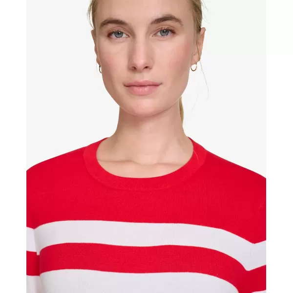 imageNautica Womens Stripe Long Sleeve Crewneck SweaterRegatta Red Night Sky