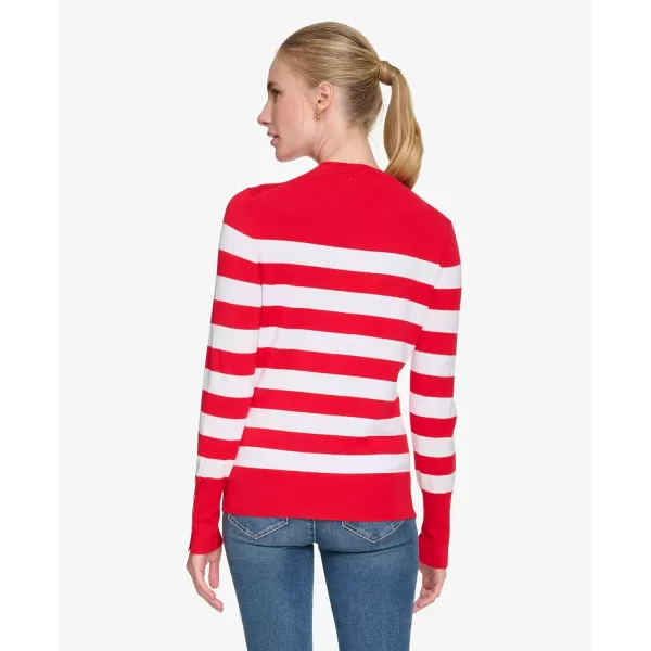 imageNautica Womens Stripe Long Sleeve Crewneck SweaterRegatta Red Night Sky