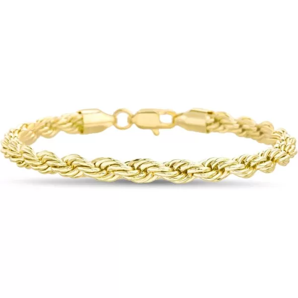 imageNautica 14K Gold Plated Brass Bracelet  Classic Twist French Rope Chain Bracelet for Men and Women6 mm