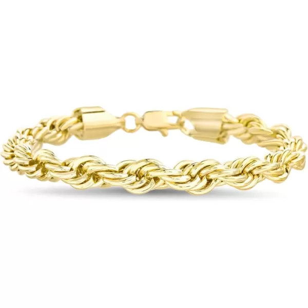 imageNautica 14K Gold Plated Brass Bracelet  Classic Twist French Rope Chain Bracelet for Men and Women8 mm