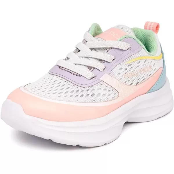 imageNautica Kids Sneakers for Boys ampamp Girls  Max Cushion Fashion Running ampamp Walking Shoes LaceUpBungee ToddlerLittle KidBig KidWhite Pastel