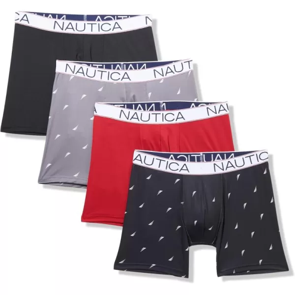 imageNautica Mens 4 Pack Micro Boxer BriefBlackNautica RedSaillead WhiteSailblack White