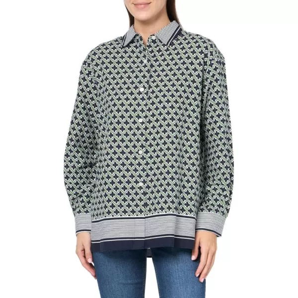 imageNautica Womens Linen Blend Long Sleeve Button Through ShirtSalted Lime Multi