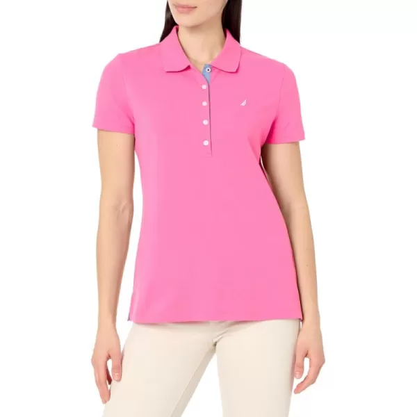 imageNautica Womens Short Sleeve Button Placket PoloSangria Sunset