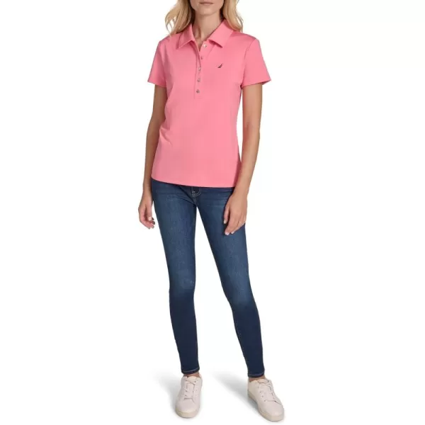 imageNautica Womens Short Sleeve Collared Cotton Interlock Soft Touch PoloConfetti