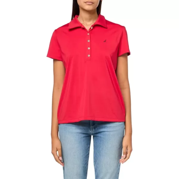 imageNautica Womens Short Sleeve Collared Cotton Interlock Soft Touch PoloRegatta Red