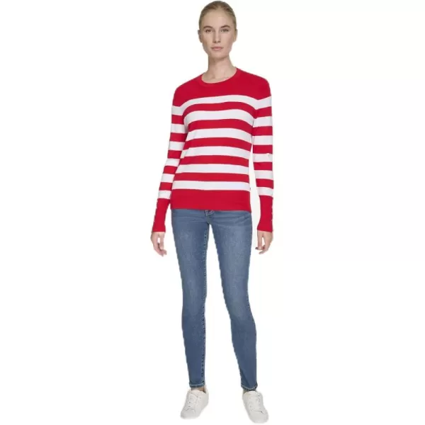 imageNautica Womens Stripe Long Sleeve Crewneck SweaterRegatta Red Night Sky