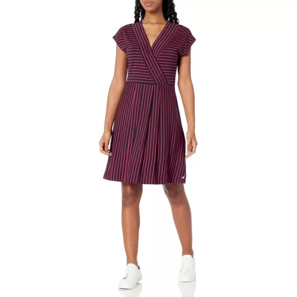 imageNautica Womens Wrap Short Sleeve Stripe DressNight SkyRegatta Red