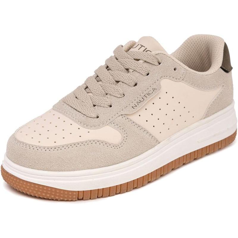 imageNautica Boys LowTop Sneakers Basketball Tennis Shoes for Kids Outdoor School Running Shoes  Sizes for Big KidLittle KidBone Oliveivan