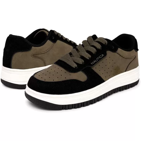 imageNautica Boys LowTop Sneakers Basketball Tennis Shoes for Kids Outdoor School Running Shoes  Sizes for Big KidLittle KidOlive Blackivan
