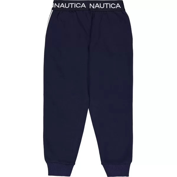 imageNautica Girls Logo Sweatpants Fleece Joggers with Ribbed Cuffs ampamp Functional Side PocketsPeacoat