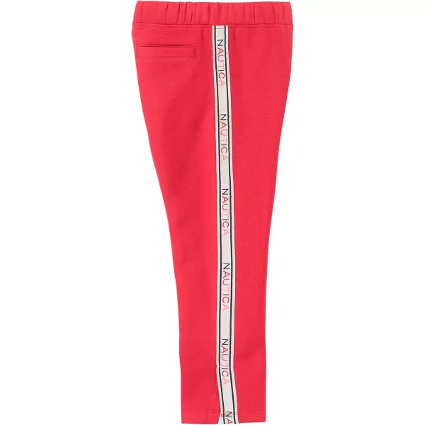 imageNautica Girls Logo Sweatpants Fleece Joggers with Ribbed Cuffs ampamp Functional Side PocketsRed 5003