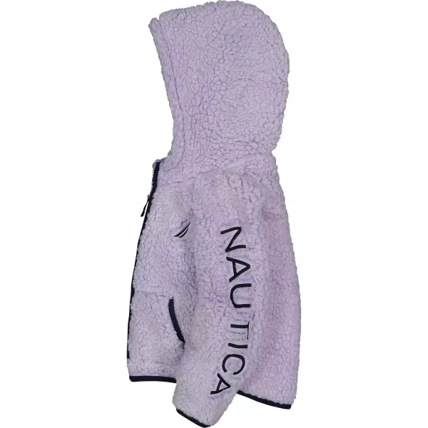 imageNautica Girls Logo Sweatshirt Fleece Hoodie With Fullzip Front ampamp PocketsLavender Sherpa