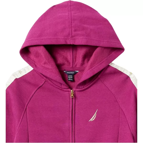 imageNautica Girls Logo Sweatshirt Fleece Hoodie With Fullzip Front ampamp PocketsRasberry Radiance