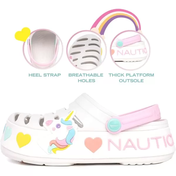 imageNautica Kids Girls Clogs Slip On Platform Slides Garden Shoes Water Sandals Beach Slipper for Children Indoor OutdoorWhite Pastel